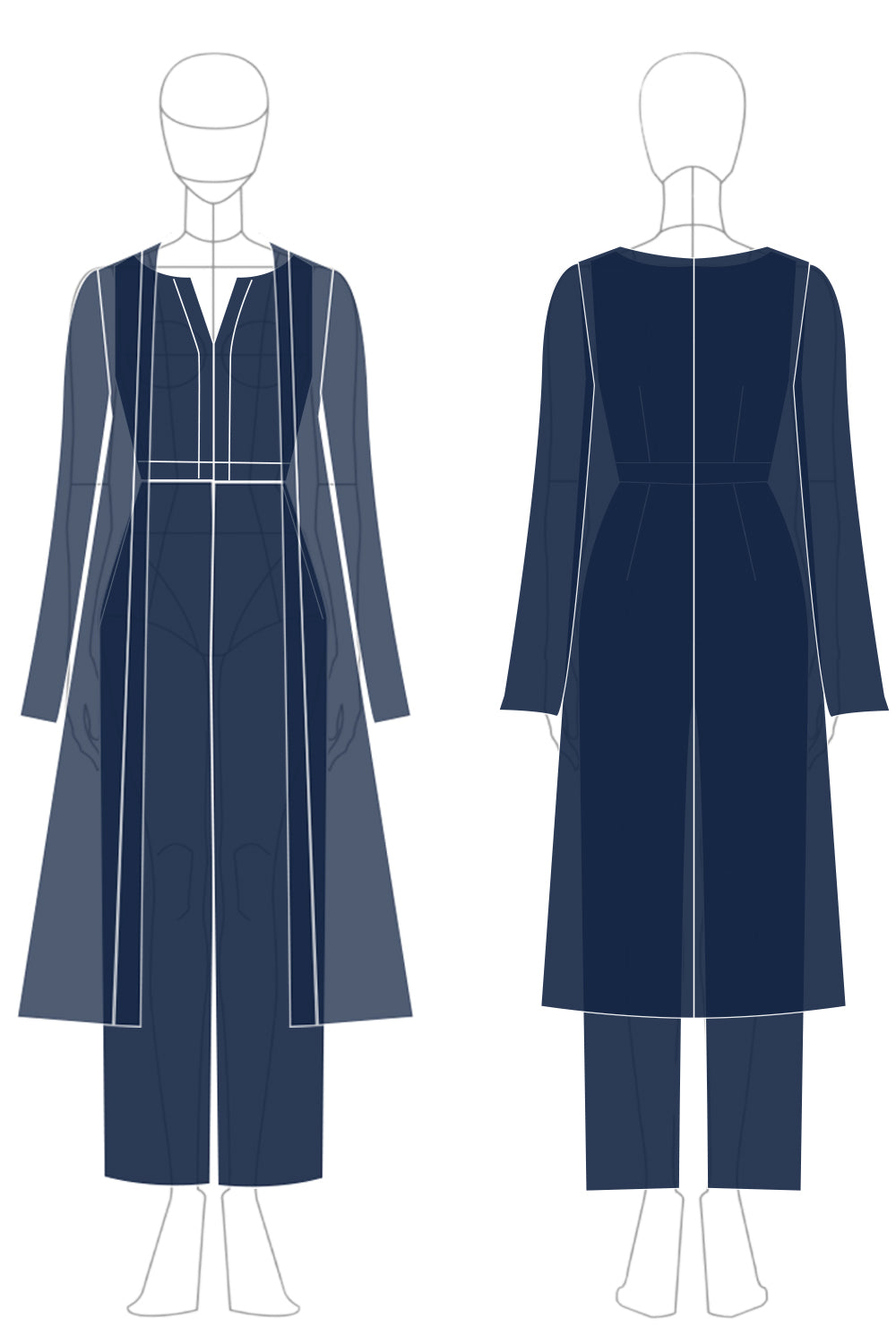 Navy Chiffon Mother of the Bride Jumpsuit with Sequined Maxi Jacket