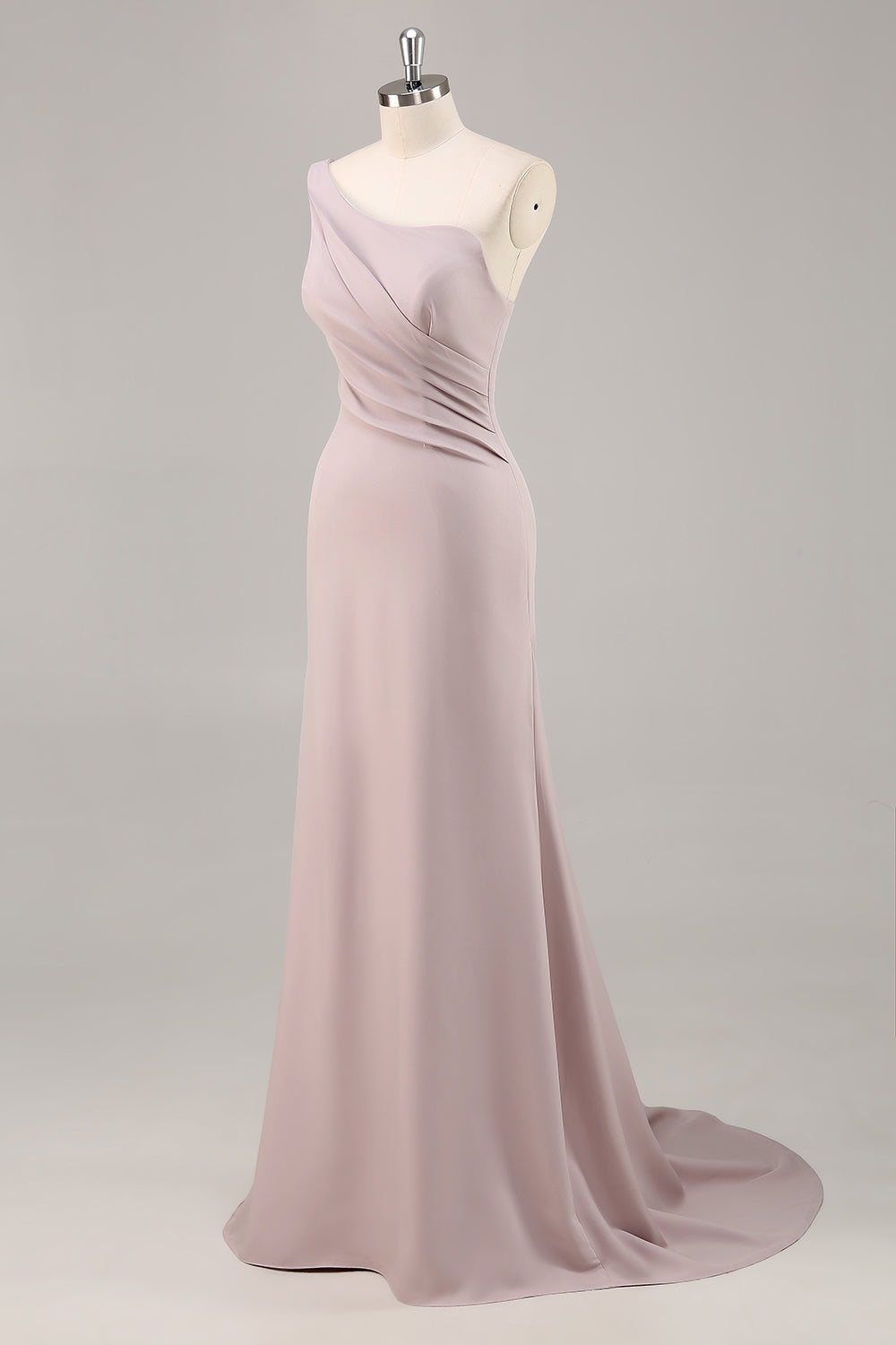 Khaki Mermaid Ruched One Shoulder Maxi Formal Dress