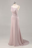 Khaki Mermaid Ruched One Shoulder Maxi Formal Dress