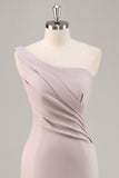 Khaki Mermaid One Shoulder Floor length Formal Dress