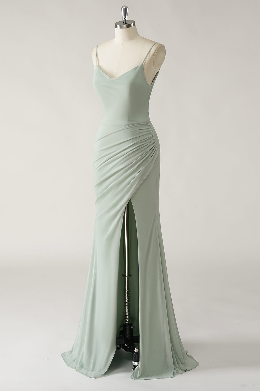 Mermaid Dark Green Ruched Bridesmaid Dress with Slit