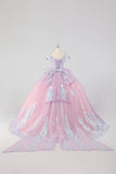 Blush Pink Cold Shoulder Corset Sequined Quinceañera Dress with Bow