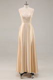 Champagne A-Line Mother of the Bride Dress with Lace Jacket