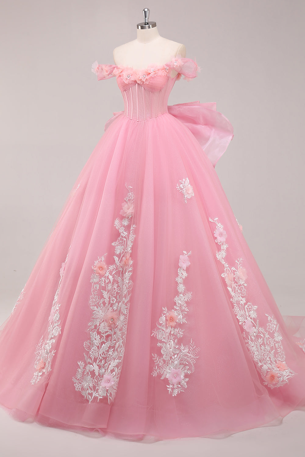 Princess Ball Gown Corset Off the Shoulder Appliqued Quinceañera Dress
