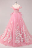 Princess Ball Gown Corset Off the Shoulder Appliqued Quinceañera Dress