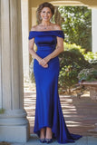 Royal Blue Mermaid High-Low Satin Mother of the Bride Dress