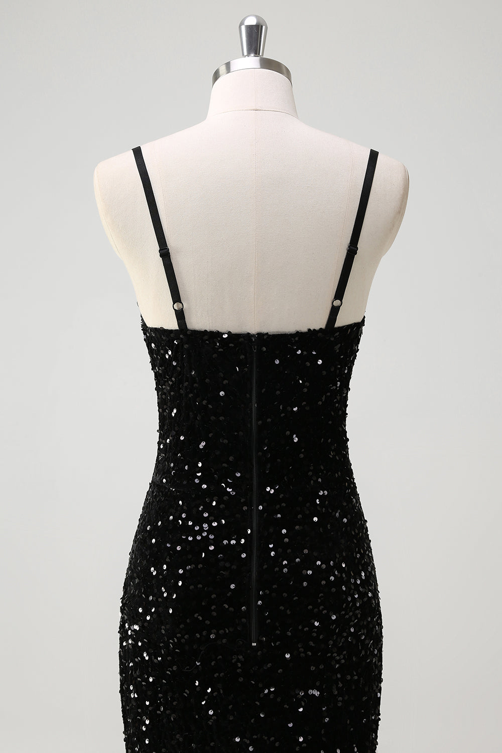 Sparkly Black Corset Mermaid Tassel Sequined Formal Dress with Slit