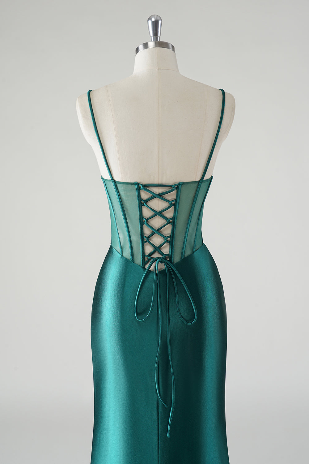 Dark Green Sweetheart Pleated Satin Mermaid Prom Dress with Slit