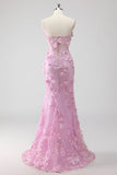 Lilac Sweetheart Floral Corset Maxi Prom Dress with Slit