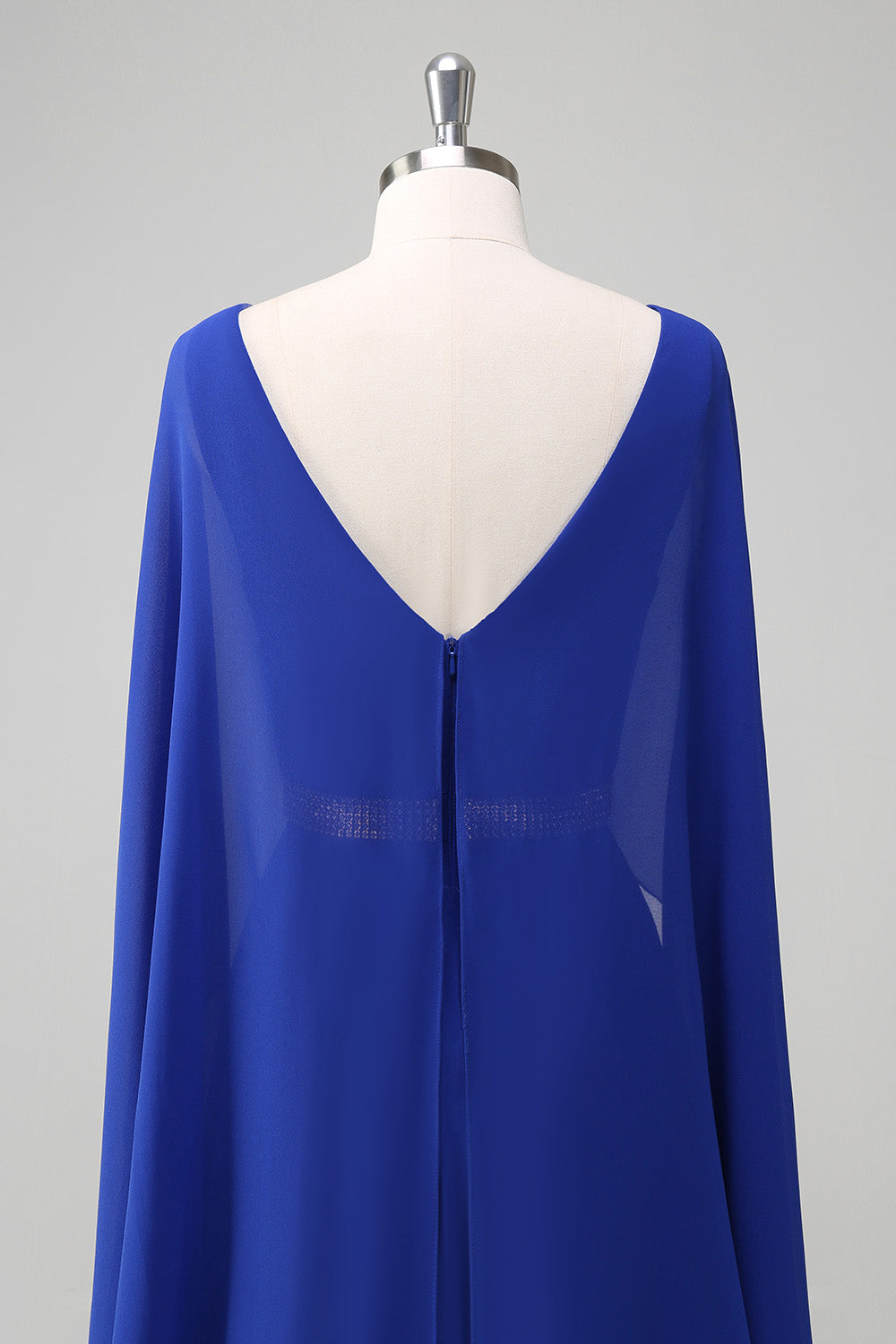 Royal Blue Chiffon A-Line Beaded Mother of the Bride Dress with Wrap