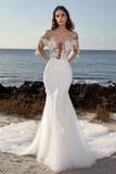 Gorgeous Ivory Off the Shoulder Applique Mermaid Wedding Dress