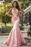 Blush Mermaid Strapless Sweetheart Beaded Prom Dress