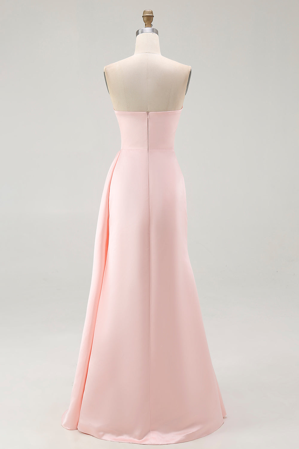Pink Strapless Sheath Satin Red Carpet Dress with Ruffles