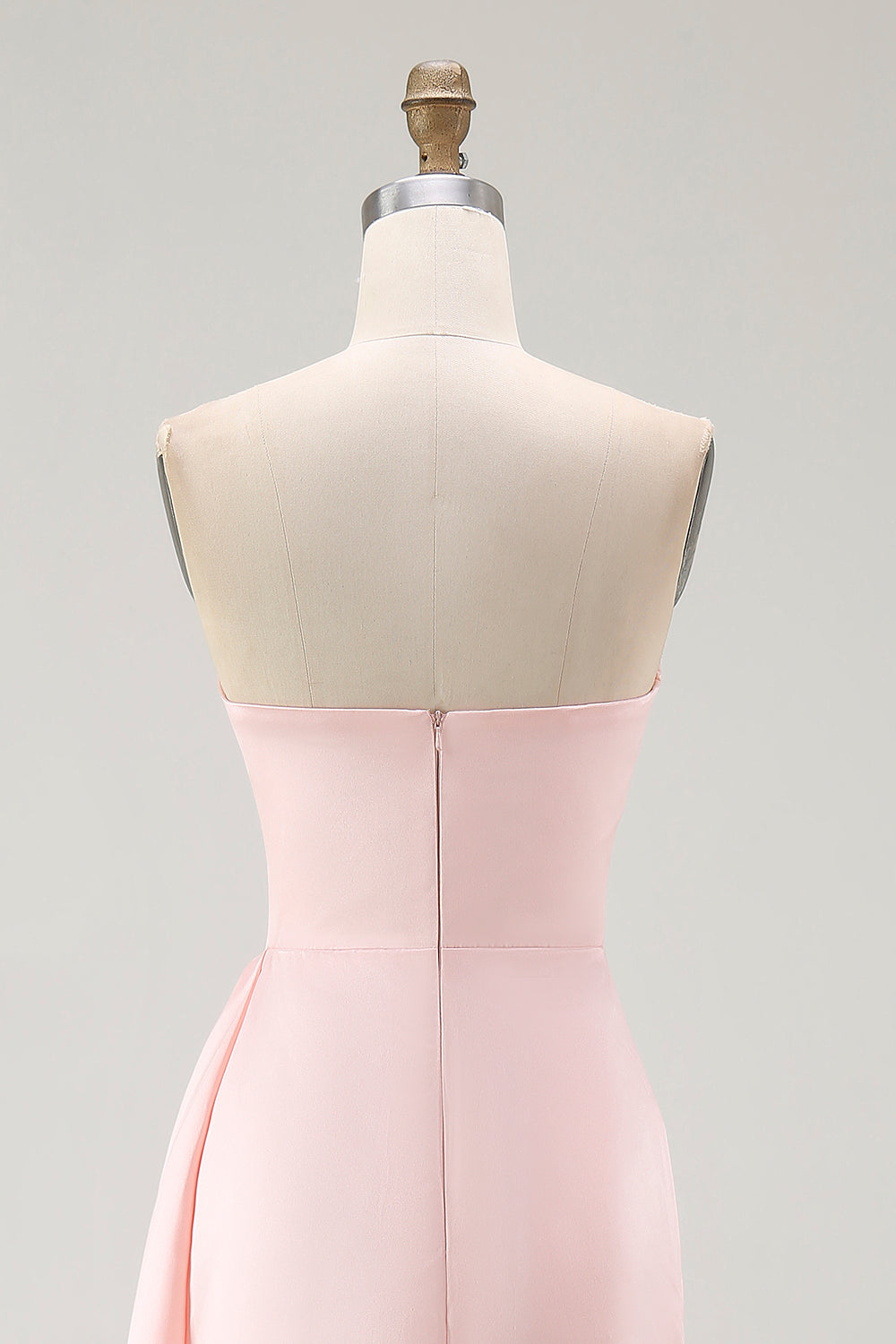 Pink Strapless Sheath Satin Red Carpet Dress with Ruffles