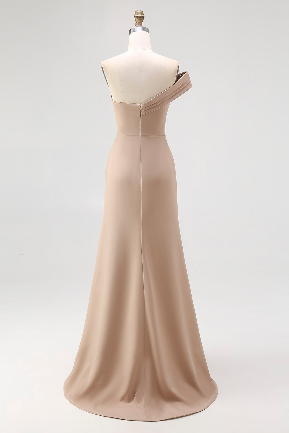 Light Khaki One Shoulder Sheath Ruched Red Carpet Dress