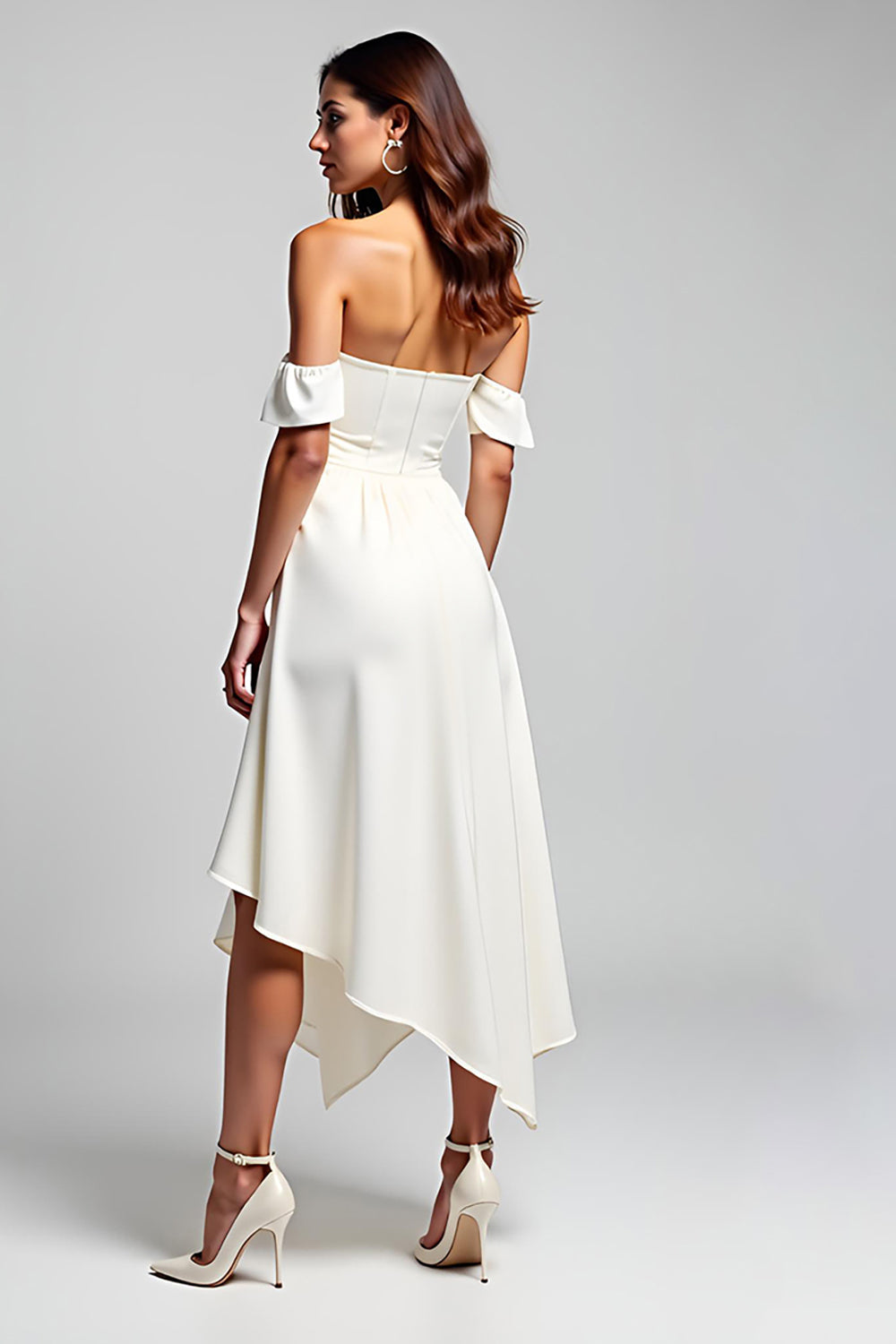 Flowy White Sweetheart Asymmetrical A Line Graduation Dress