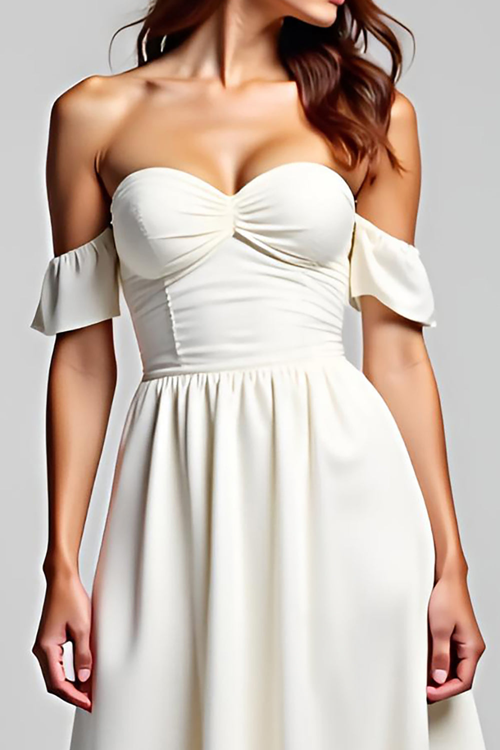 Flowy White Sweetheart Asymmetrical A Line Graduation Dress