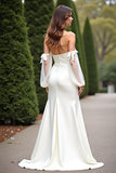 Ivory Sheath Strapless Long Graduation Dress with Slit