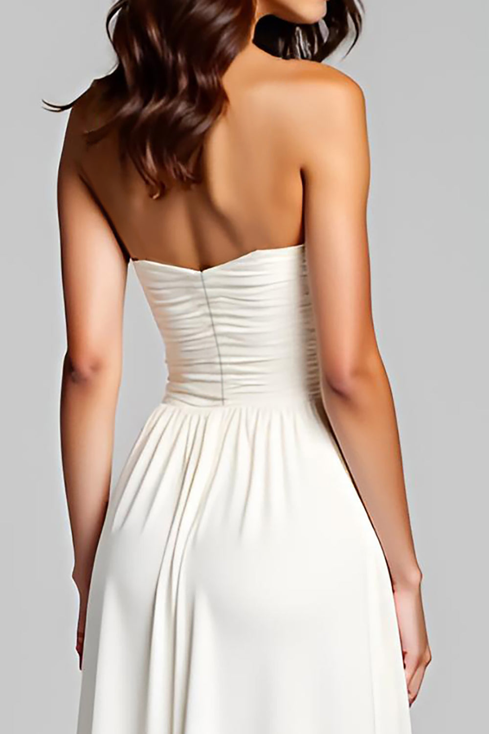 Sweetheart White Ruched A Line Long Graduation Dress