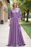 Tahiti Long Chiffon A Line Mother of the Bride Dress