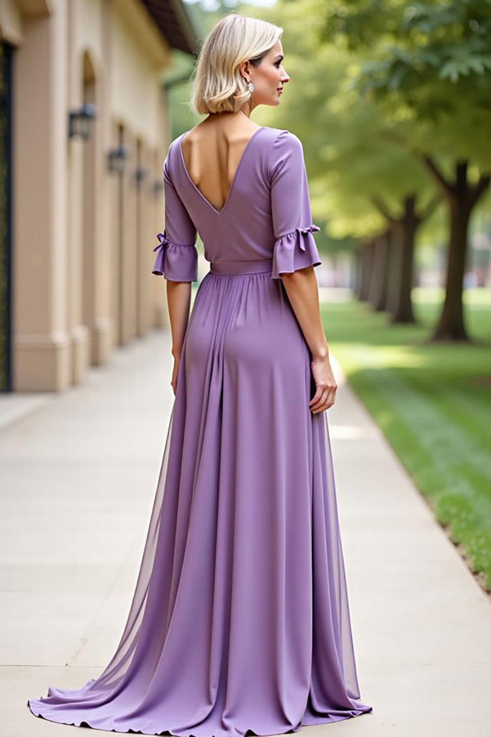 Tahiti Long Chiffon A Line Mother of the Bride Dress