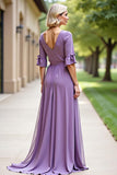 Tahiti Long Chiffon A Line Mother of the Bride Dress