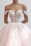 Princess Pink Ball Gown Corset Maxi Tulle Quinceañera Dress with Appliques