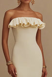 Mermaid Daffodil Strapless Satin Graduation Dress with Ruffles