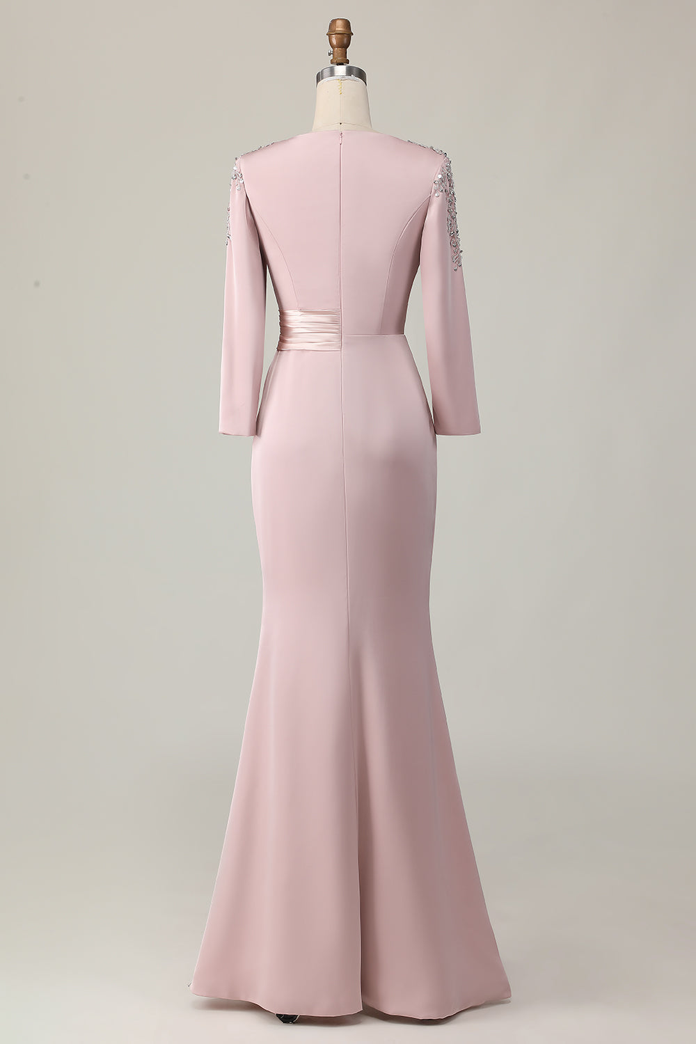 Blush Satin Sheath Mother of the Bride Dress with Ruffles