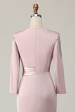 Blush Satin Sheath Mother of the Bride Dress with Ruffles
