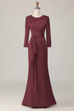Blush Satin Sheath Mother of the Bride Dress with Ruffles