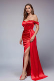 Elegant Green Mermaid Corset Satin Prom Dress with Slit