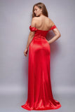 Elegant Green Mermaid Corset Satin Prom Dress with Slit