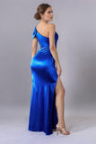 Royal Blue Sheath One Shoulder Keyhole Formal Dress with Slit