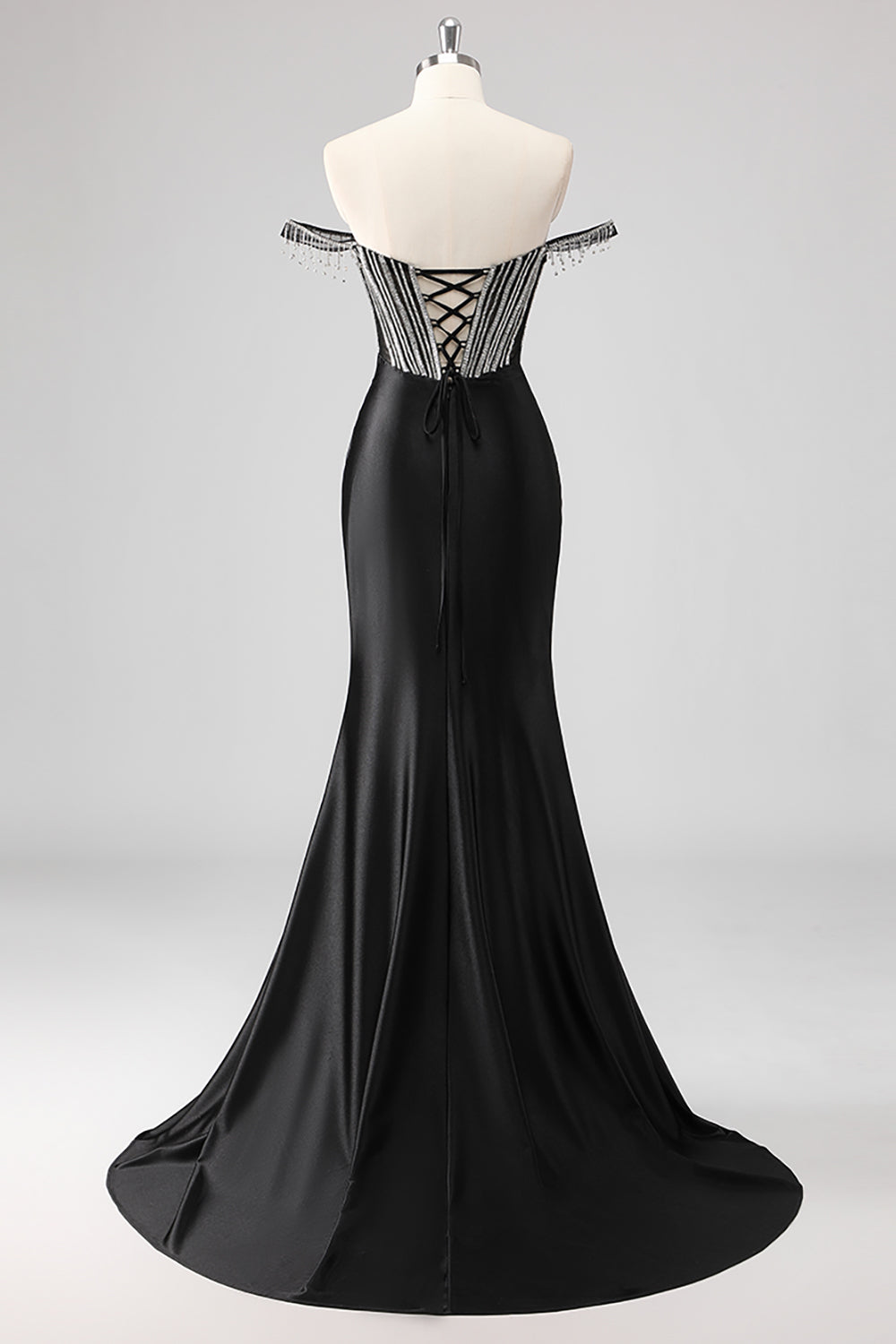 Sparkly Dark Green Mermaid Beaded Cold Shoulder Maxi Prom Dress with Slit