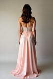 Blush Strapless Sweetheart A Line Long Formal Dress with Beading