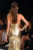 Sweetheart One Shoulder Golden Long Formal Dress with Slit