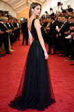 Glitter One Shoulder Black Floor Length Formal Dress with Slit
