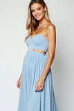 Blue Sweetheart A Line Long Wedding Guest Dress with Slit