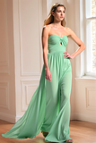 Mint Strapless Keyhole Bridesmaid Dress with Cape