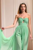 Mint Strapless Keyhole Bridesmaid Dress with Cape