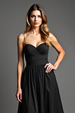 Black Spaghetti Straps Sweetheart A Line Formal Dress