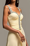 Daffodil A Line Beaded Sweep Train Prom Dress