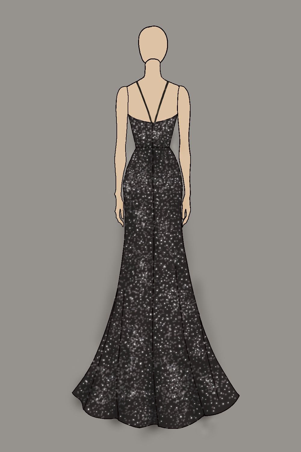 Sparkly Black Deep V-Neck Sequined Sheath Prom Dress with Slit