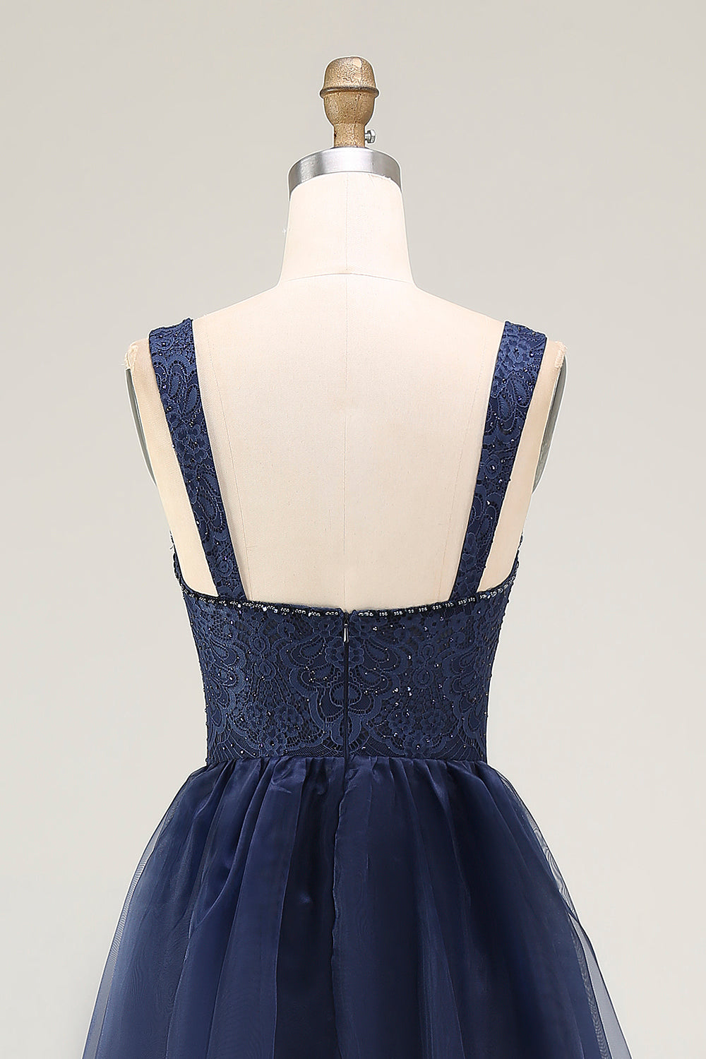 Navy Sweetheart A Line Pleated Long Corset Prom Dress
