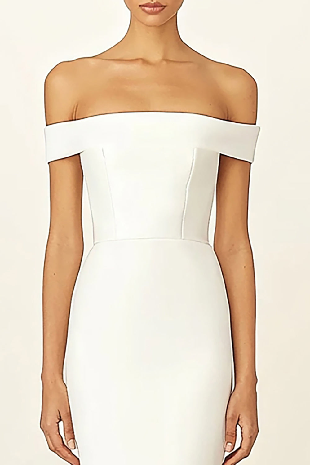 White Off the Shoulder Sheath Maxi Rehearsal Dinner Dress