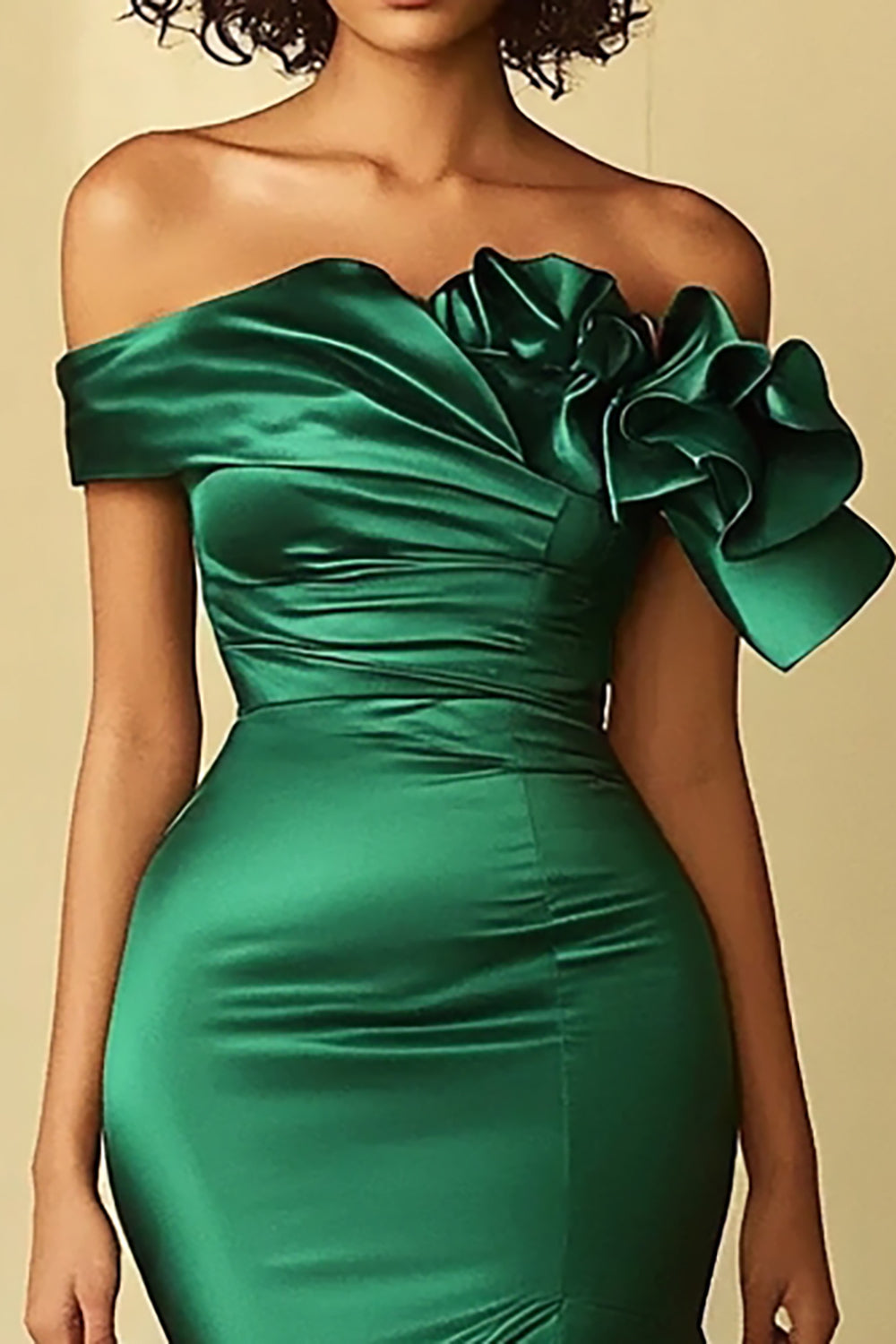 Dark Green Off the Shoulder Maxi Mermaid Prom Dress with Slit