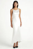 White Satin Scoop Neck Long Mermaid Engagement Dress