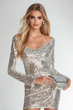 Sparkly Silver Sequin Bodycon Short Prom Dress