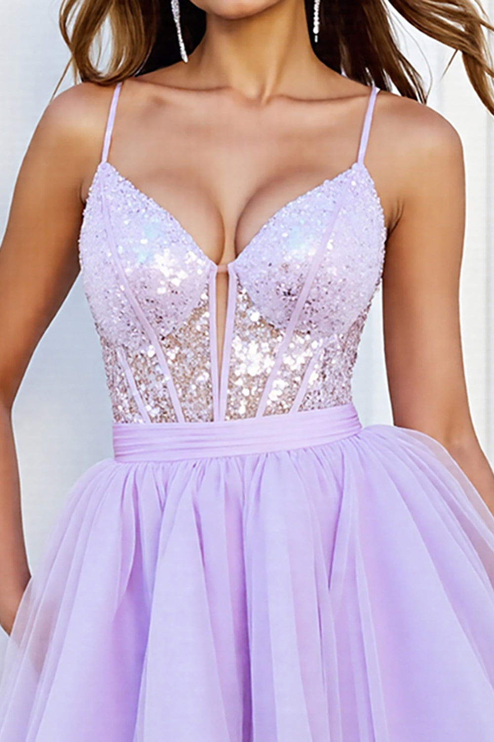 Sparkly Lilac Tulle Corset A Line Mini Prom Dress